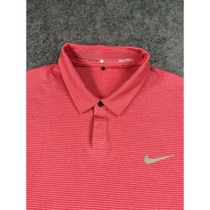 Nike Tiger Woods Collection Golf Polo Shirt Mens Large Snap Button Red Dri Fit